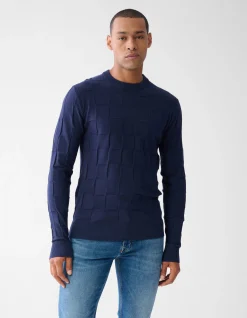 Structuur Trui Donkerblauw