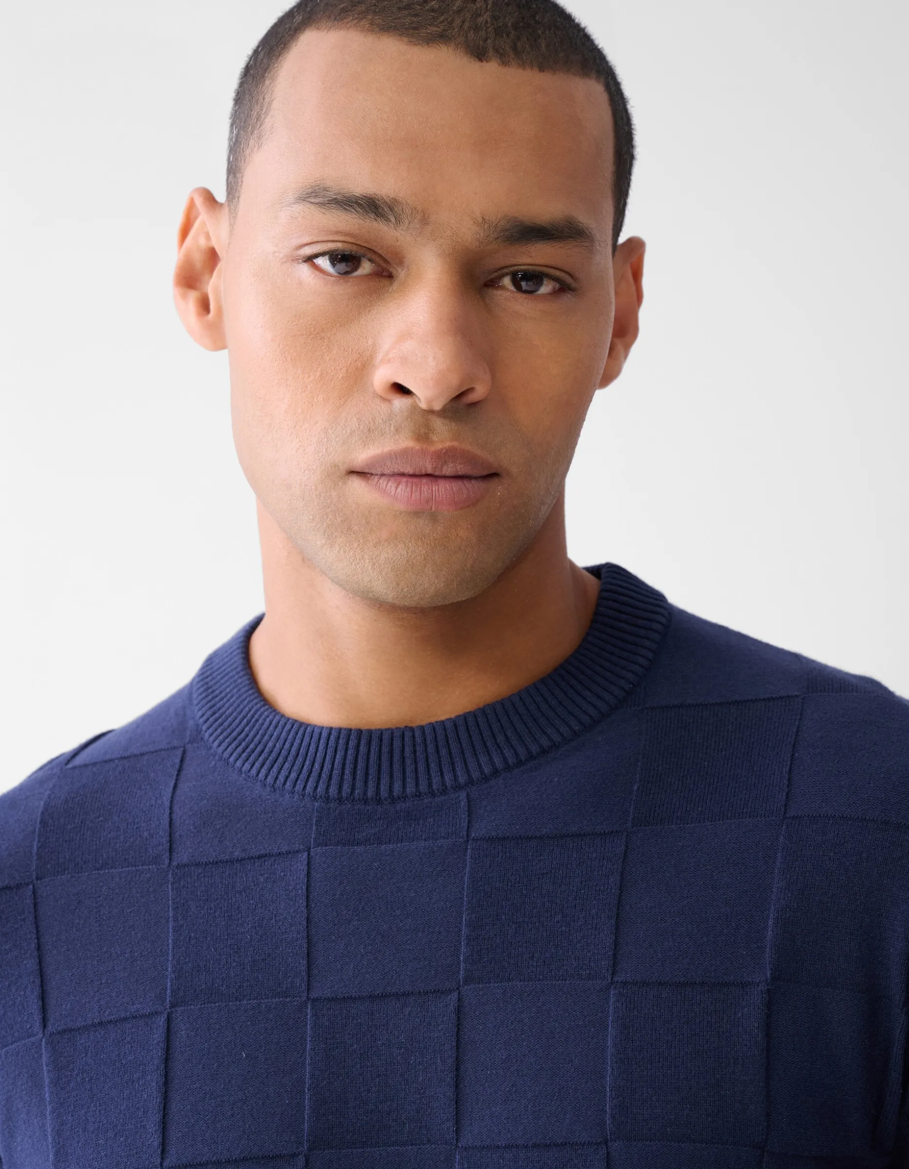 Structuur Trui Donkerblauw