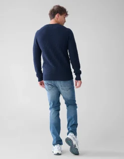 Structuur Trui Donkerblauw