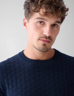 Structuur Trui Donkerblauw