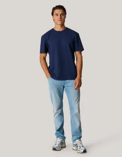 Structuur T-shirt Donkerblauw