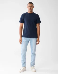 Structuur T-shirt Donkerblauw