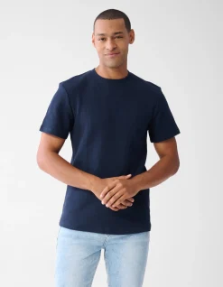 Structuur T-shirt Donkerblauw