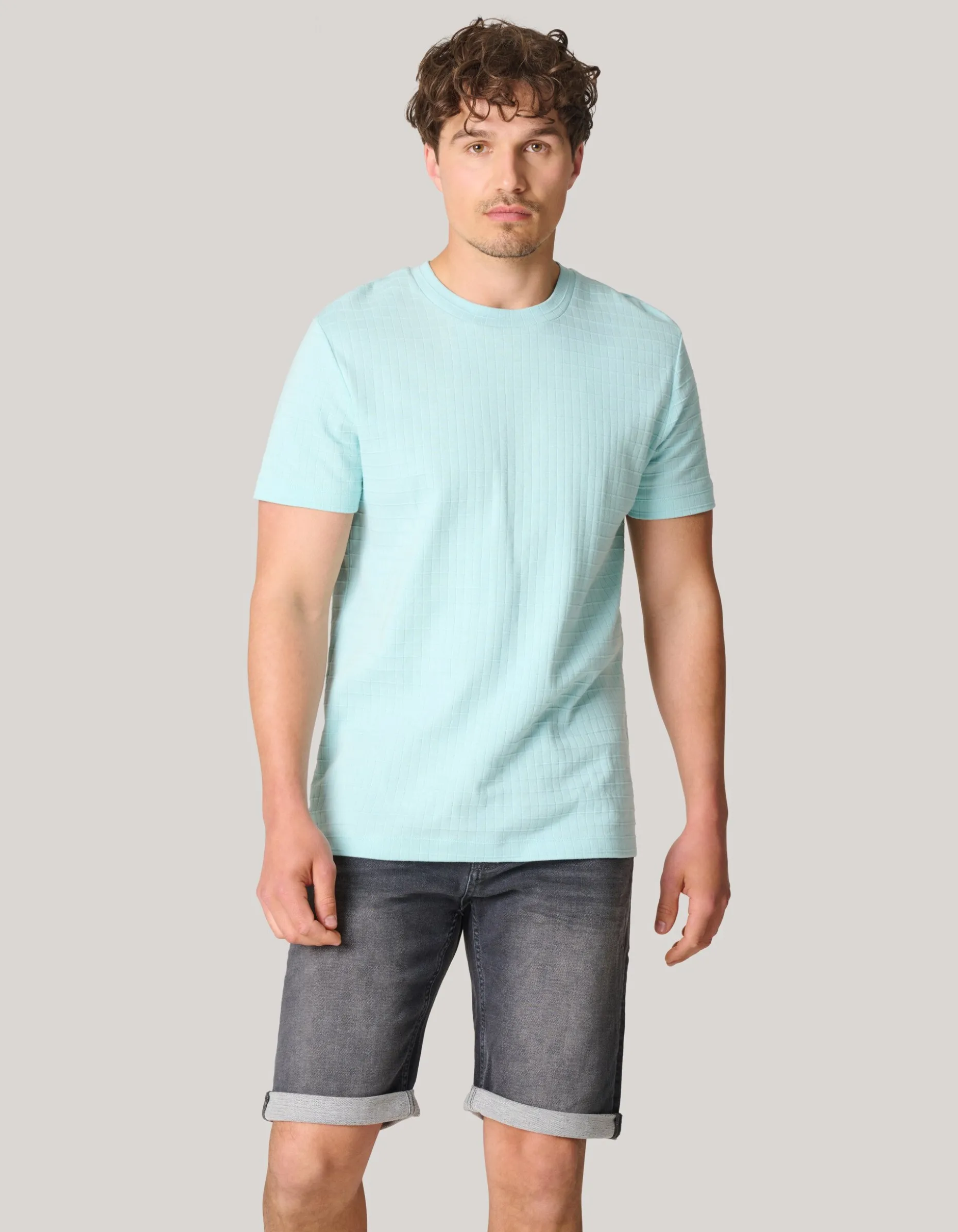 Structuur T-shirt Lichtblauw