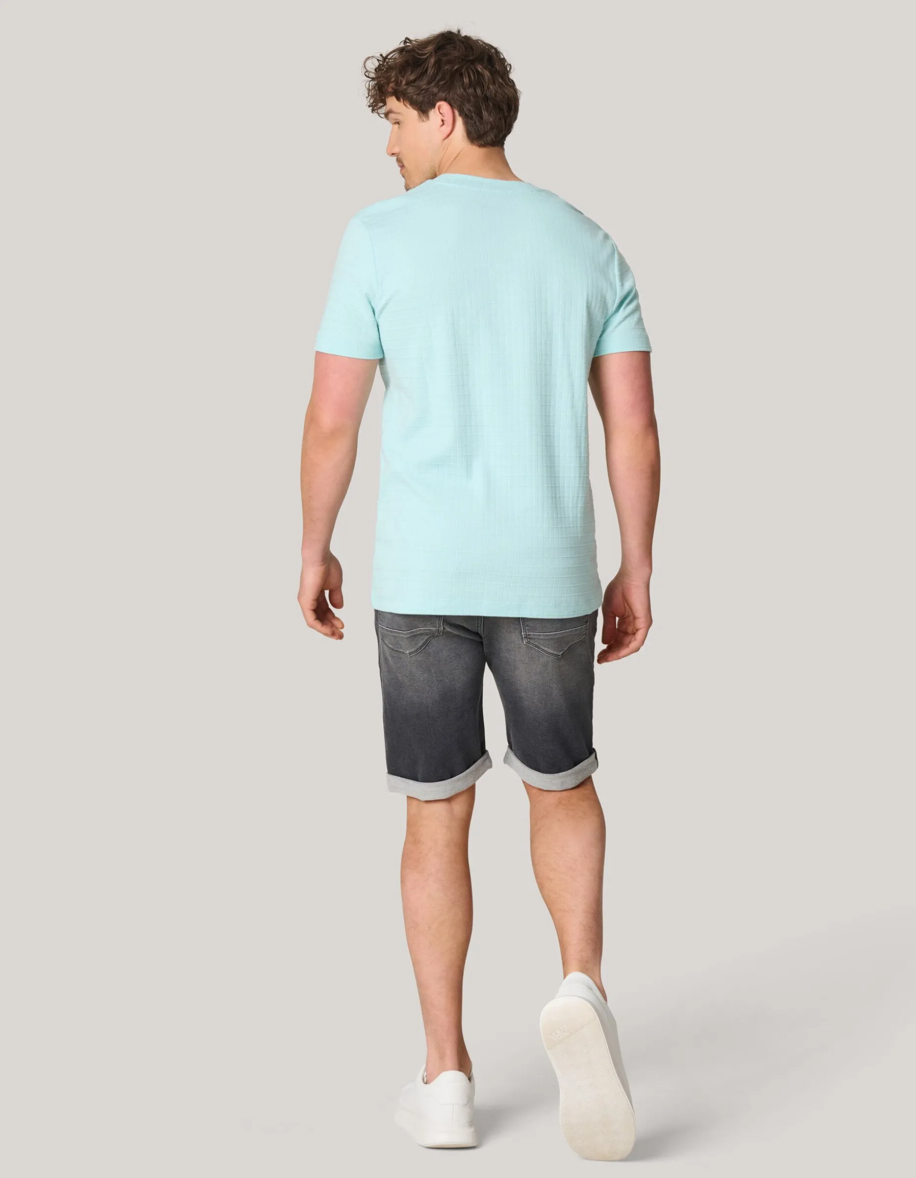 Structuur T-shirt Lichtblauw