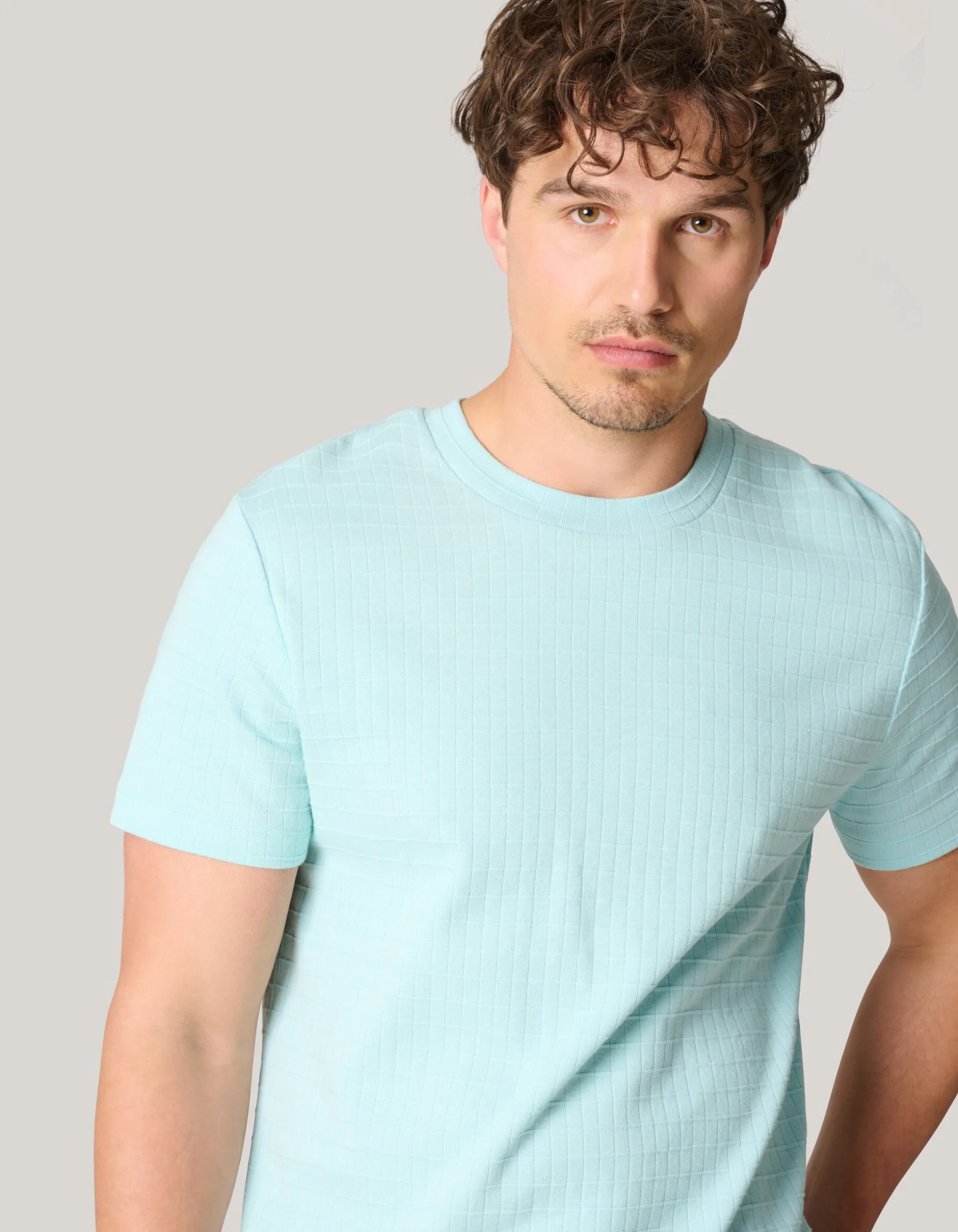 Structuur T-shirt Lichtblauw