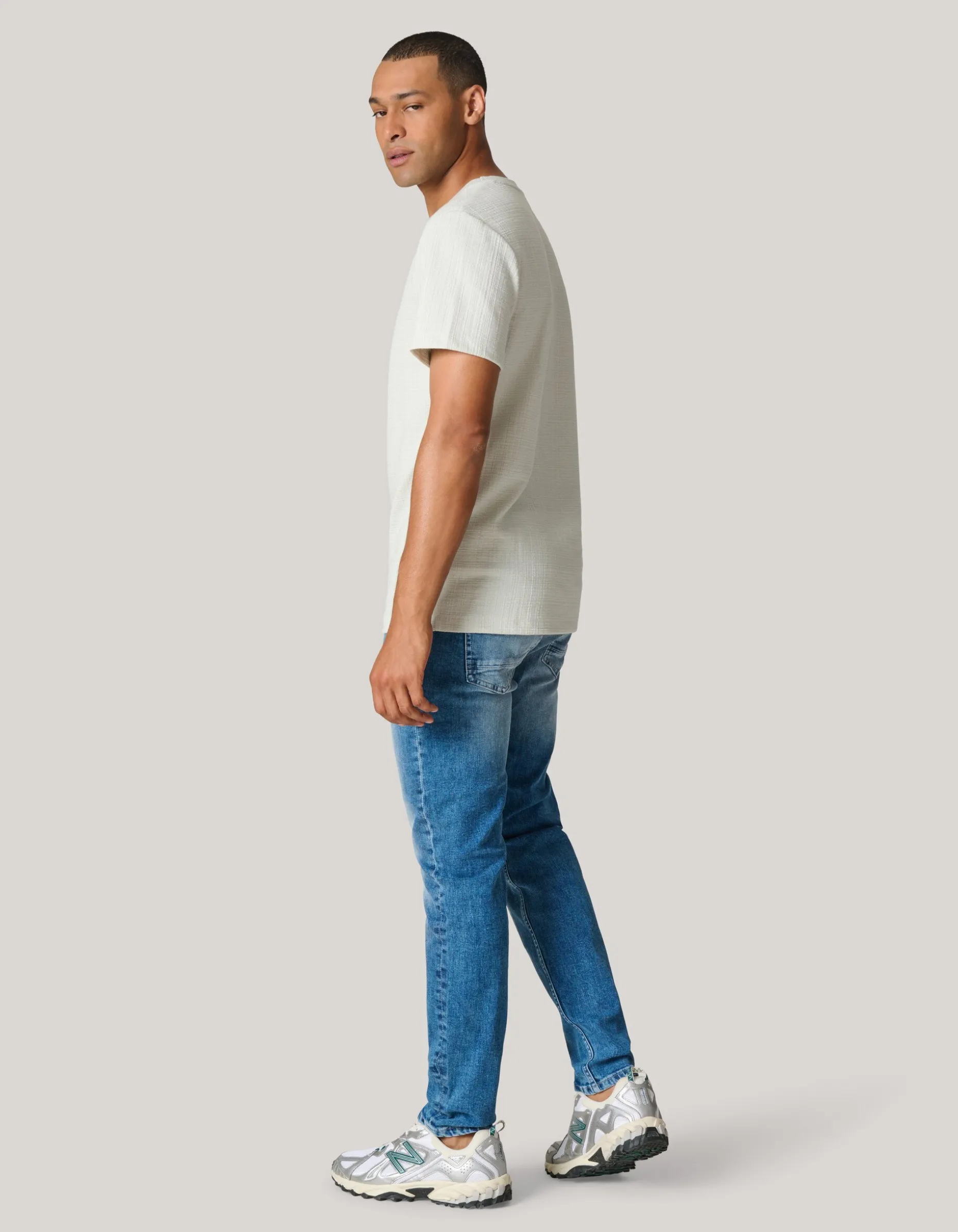 Structuur T-shirt Lichtgrijs