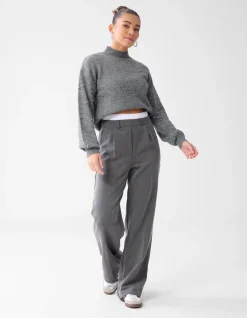 Studded Sleeve Trui Grijs