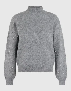 Studded Sleeve Trui Grijs