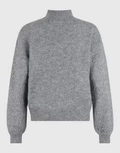 Studded Sleeve Trui Grijs