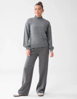 Studded Sleeve Trui Grijs