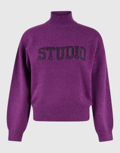 Studio Strass Trui Donkerpaars