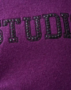 Studio Strass Trui Donkerpaars