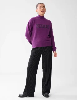 Studio Strass Trui Donkerpaars