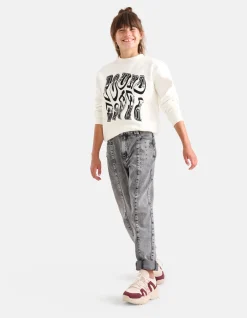 Studs Straight Fit Jeans Donkergrijs