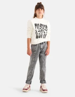 Studs Straight Fit Jeans Donkergrijs