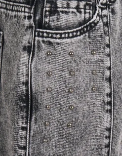 Studs Straight Fit Jeans Donkergrijs