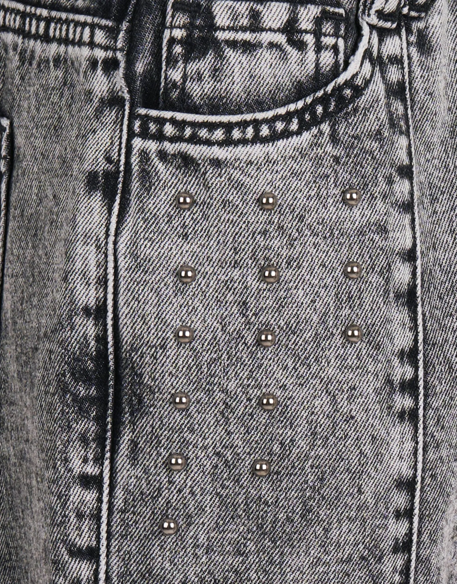 Studs Straight Fit Jeans Donkergrijs