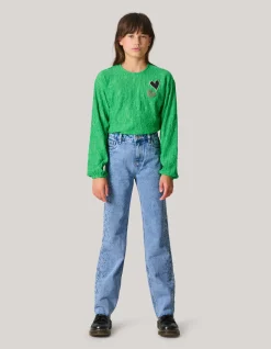 Studs Straight Fit Jeans Blauw