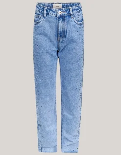 Studs Straight Fit Jeans Blauw