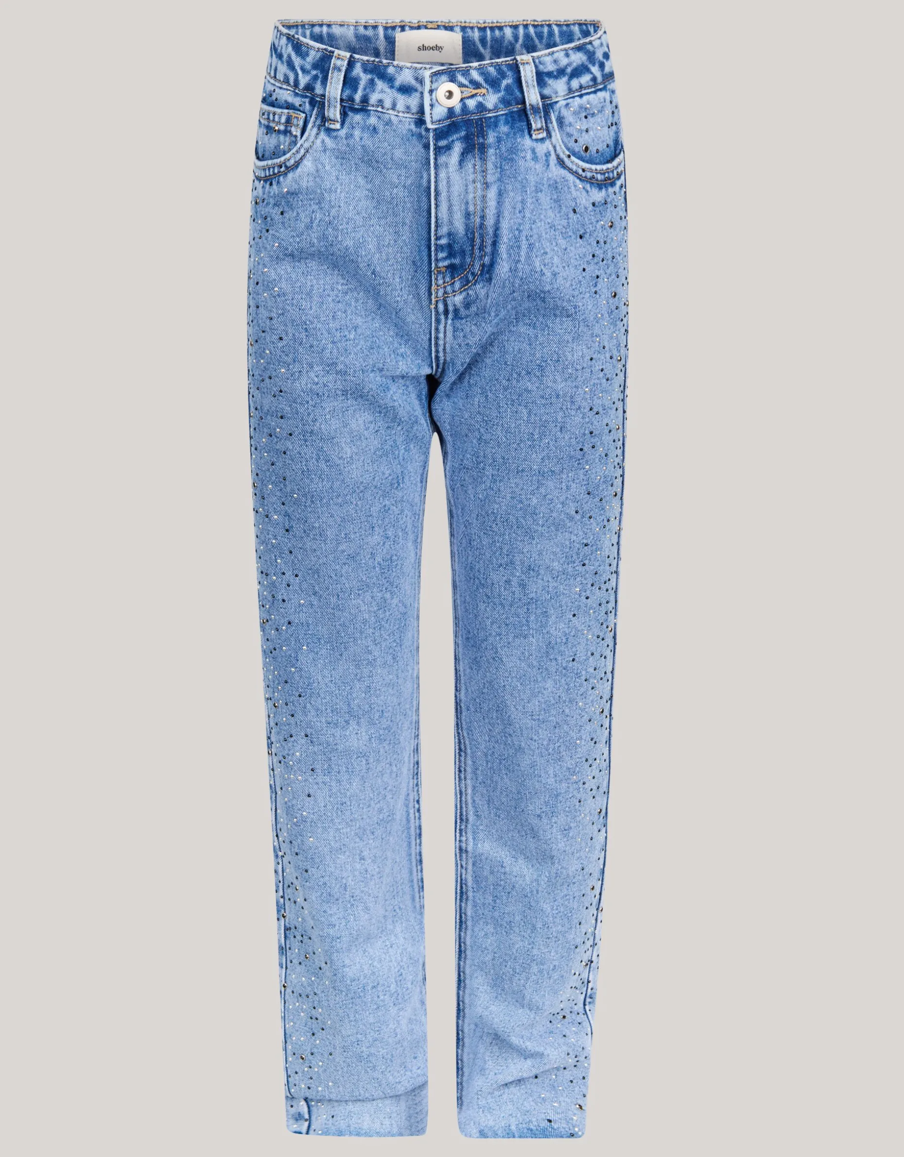 Studs Straight Fit Jeans Blauw