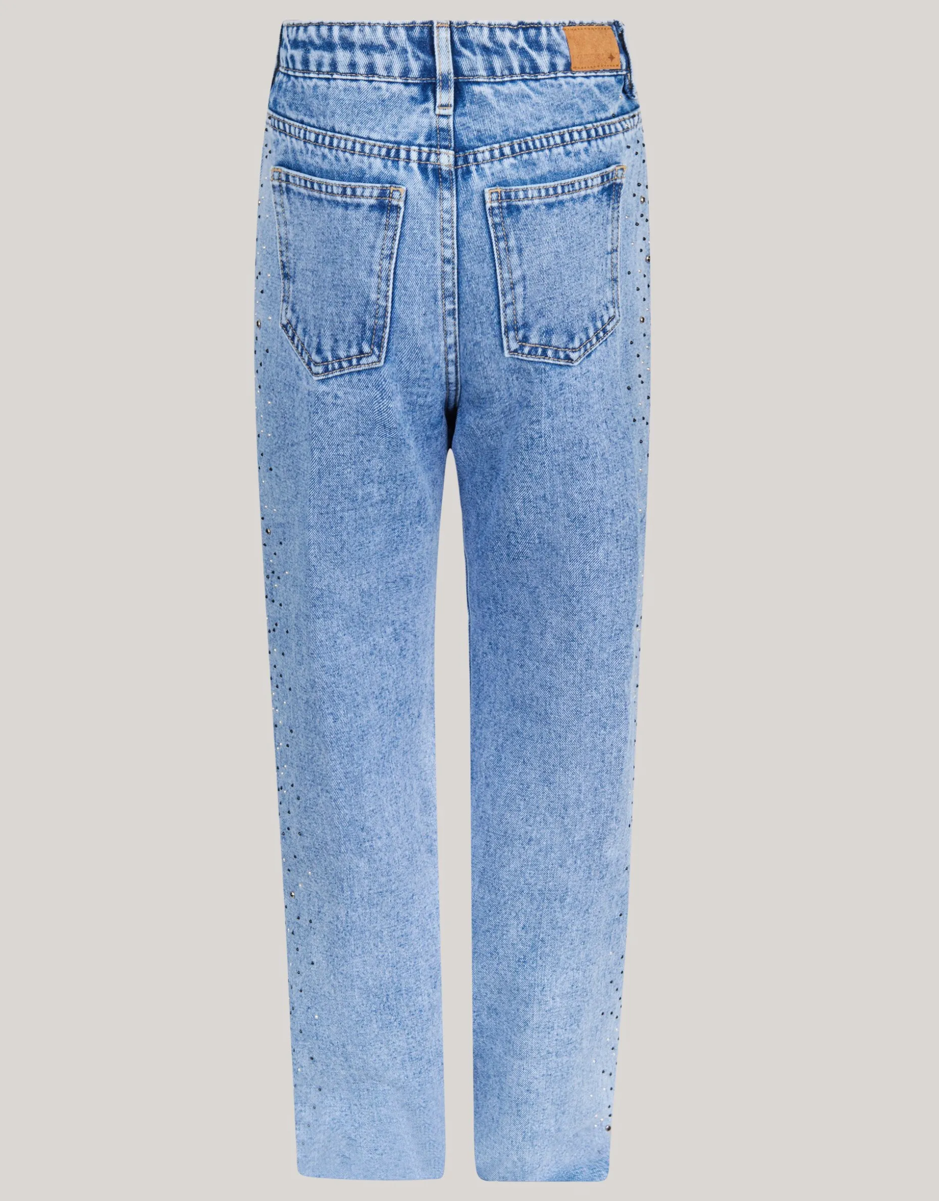 Studs Straight Fit Jeans Blauw