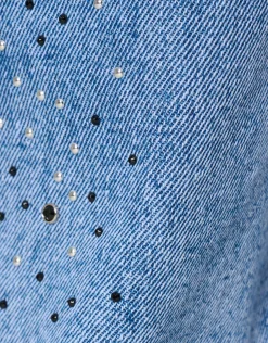 Studs Straight Fit Jeans Blauw