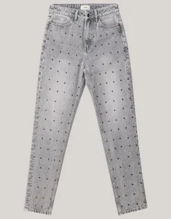 Studs Tapered Fit Jeans Grijs