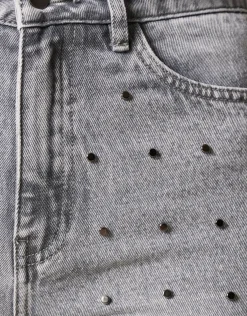 Studs Tapered Fit Jeans Grijs