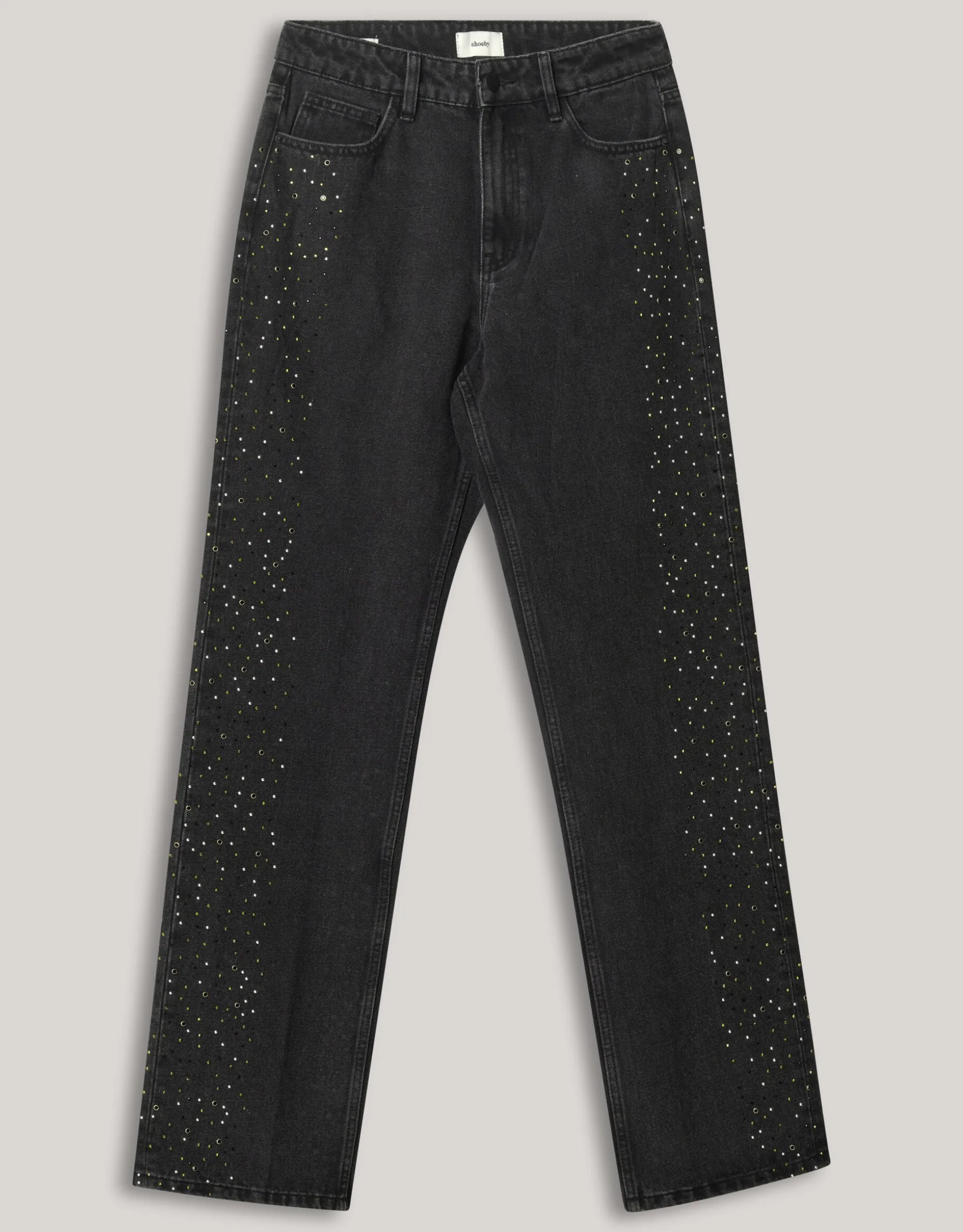 Studs Wide Leg Fit Jeans Donkergrijs