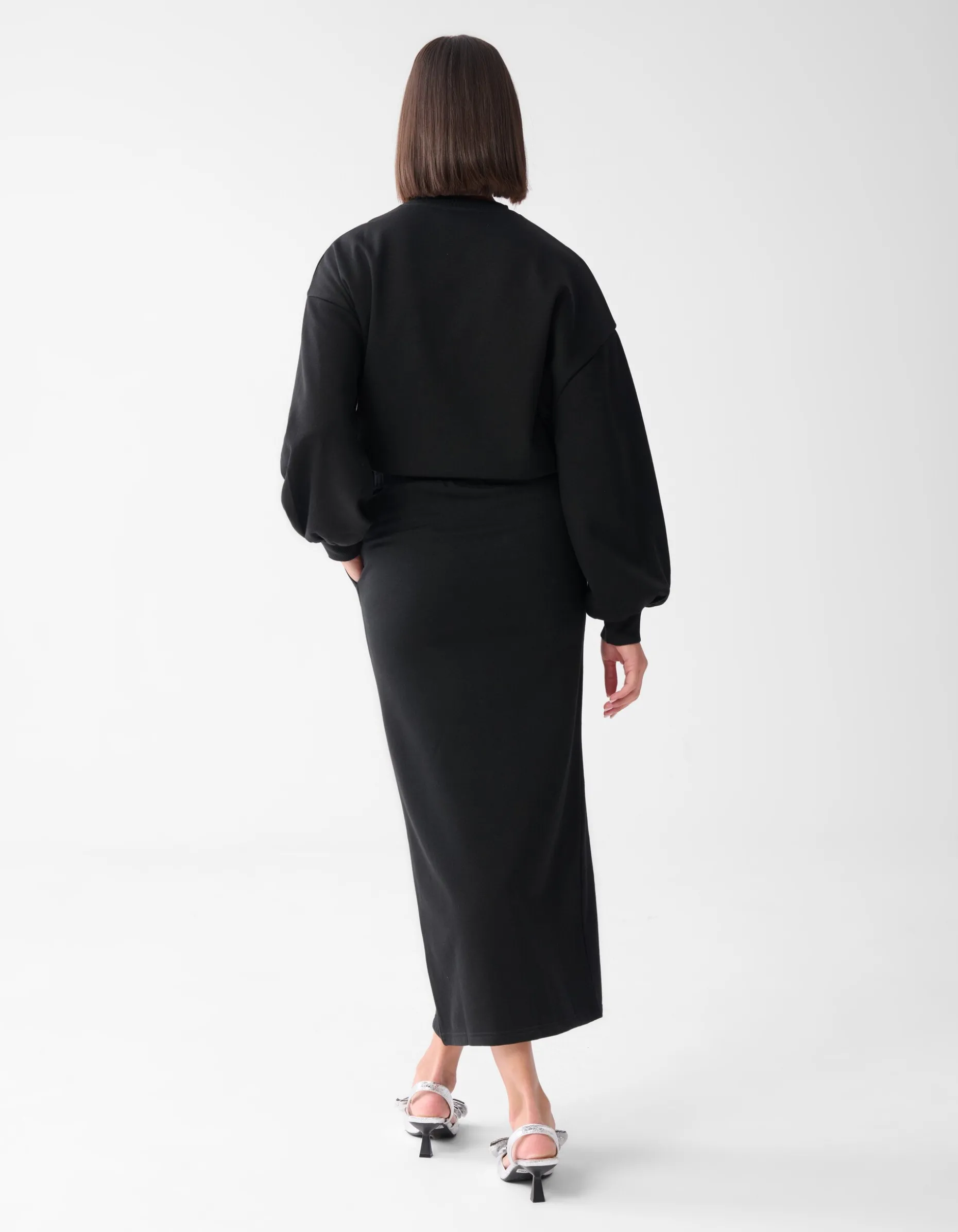 Sweat Maxi Rok Zwart