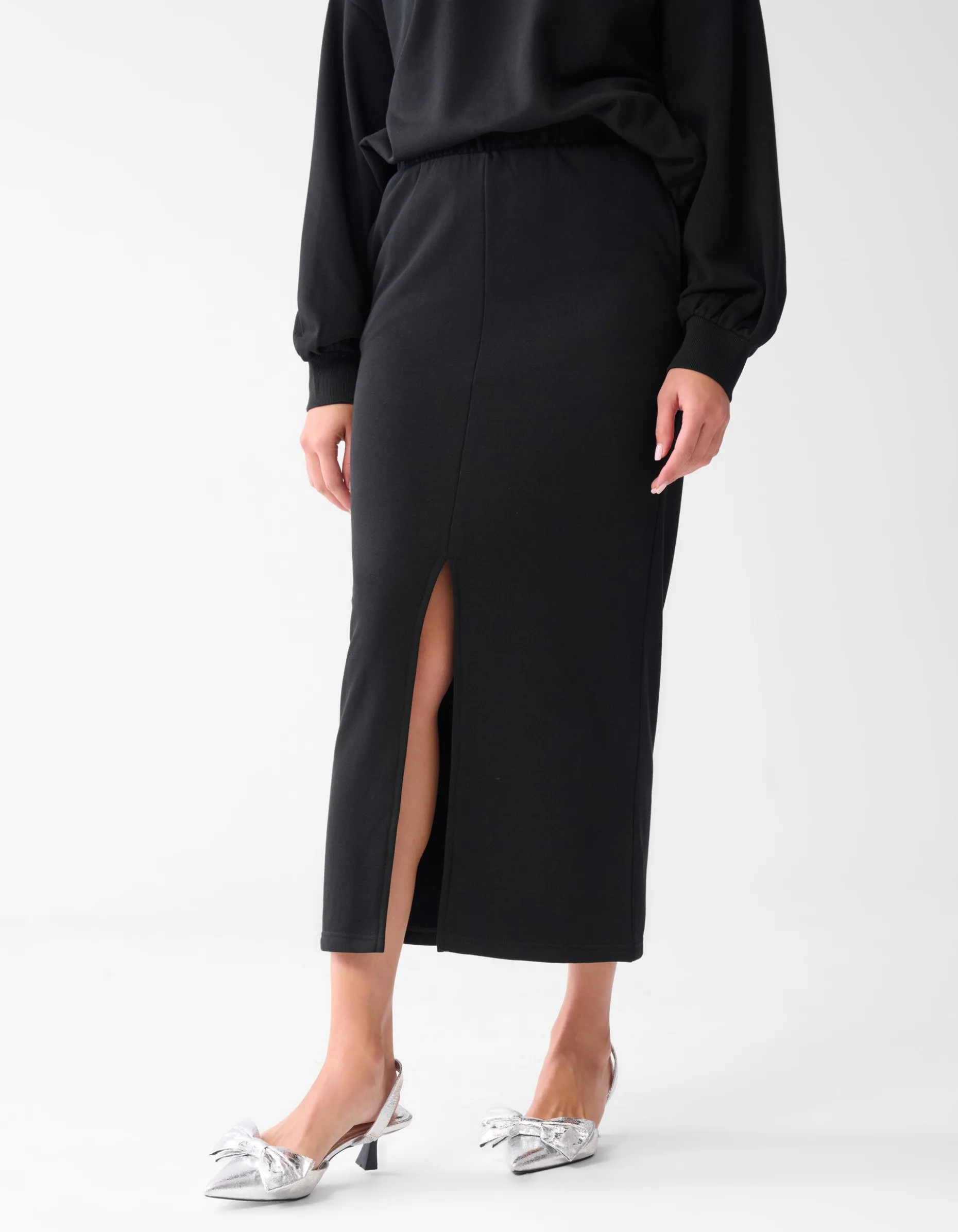 Sweat Maxi Rok Zwart