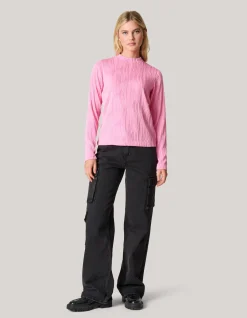 Swirl Crinkle Top Roze