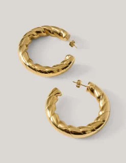 Swirl Oval Hoop Oorbellen Goud