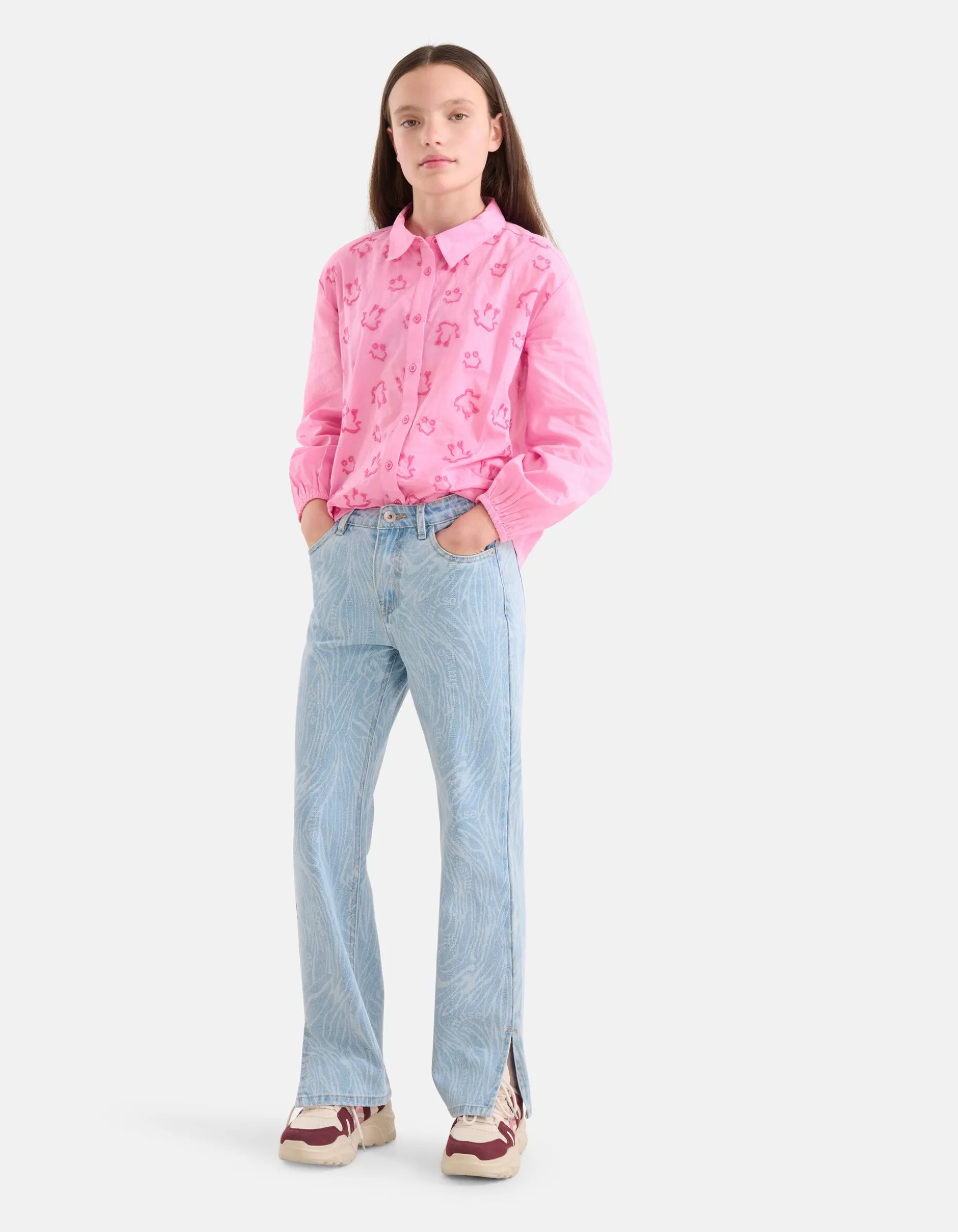 Swirl Print Denim Bleached