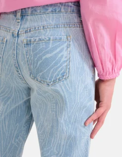 Swirl Print Denim Bleached