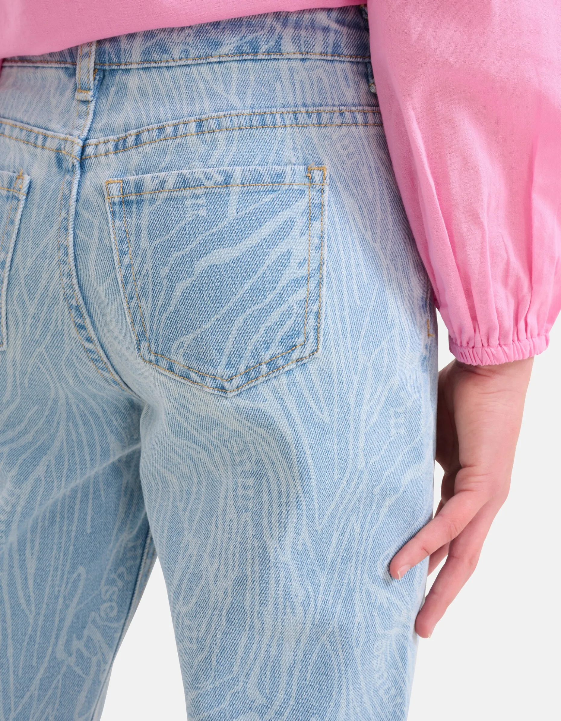 Swirl Print Denim Bleached