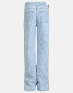 Swirl Print Denim Bleached