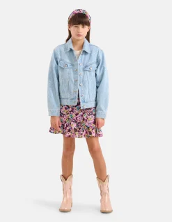 Swirl Print Denim Jack Bleached