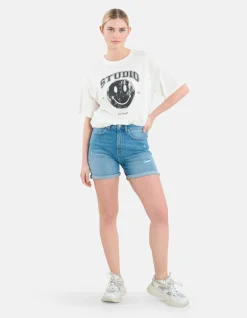 Tapered Denim Short Mediumstone