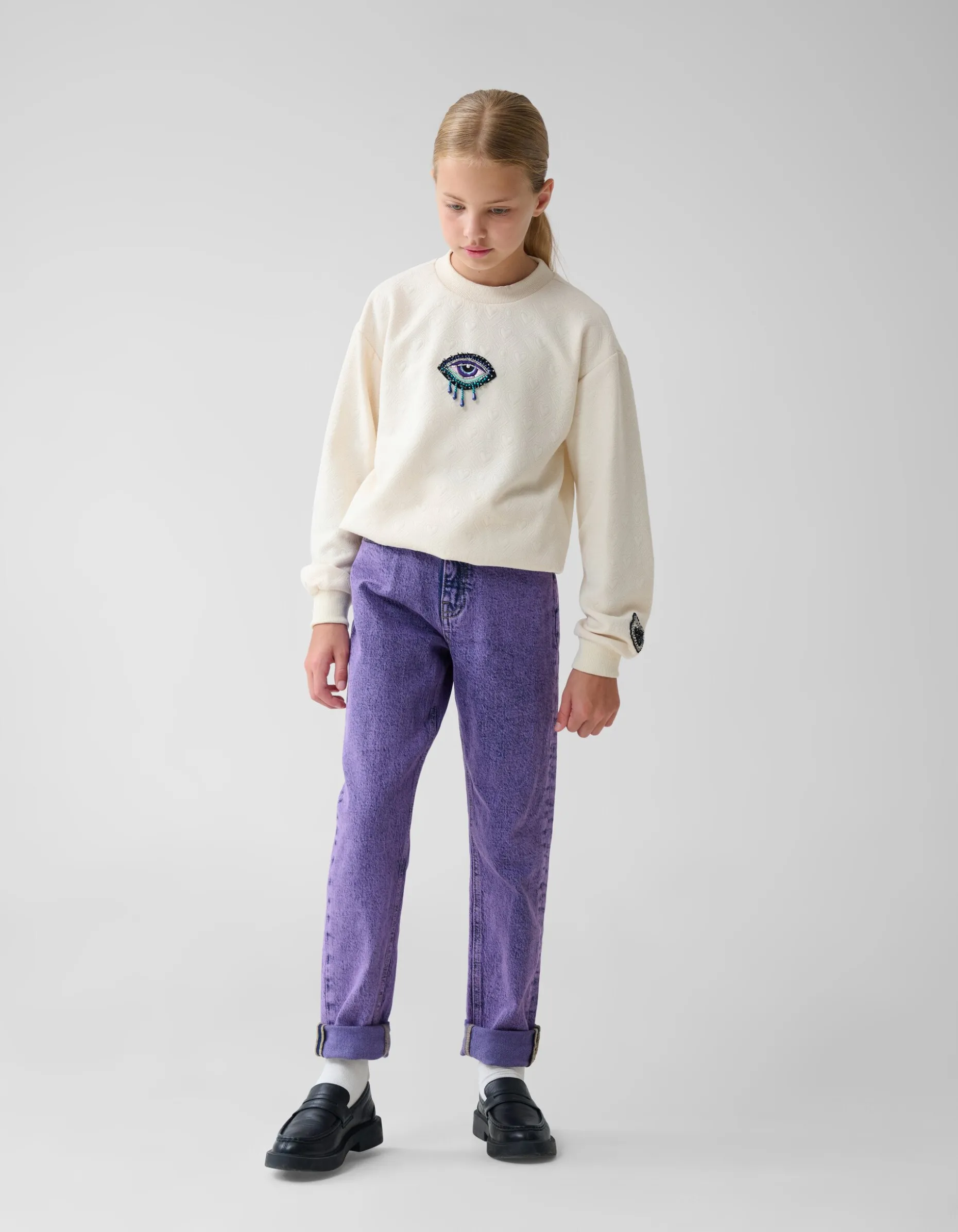 Tapered Fit Jeans Washed Paars