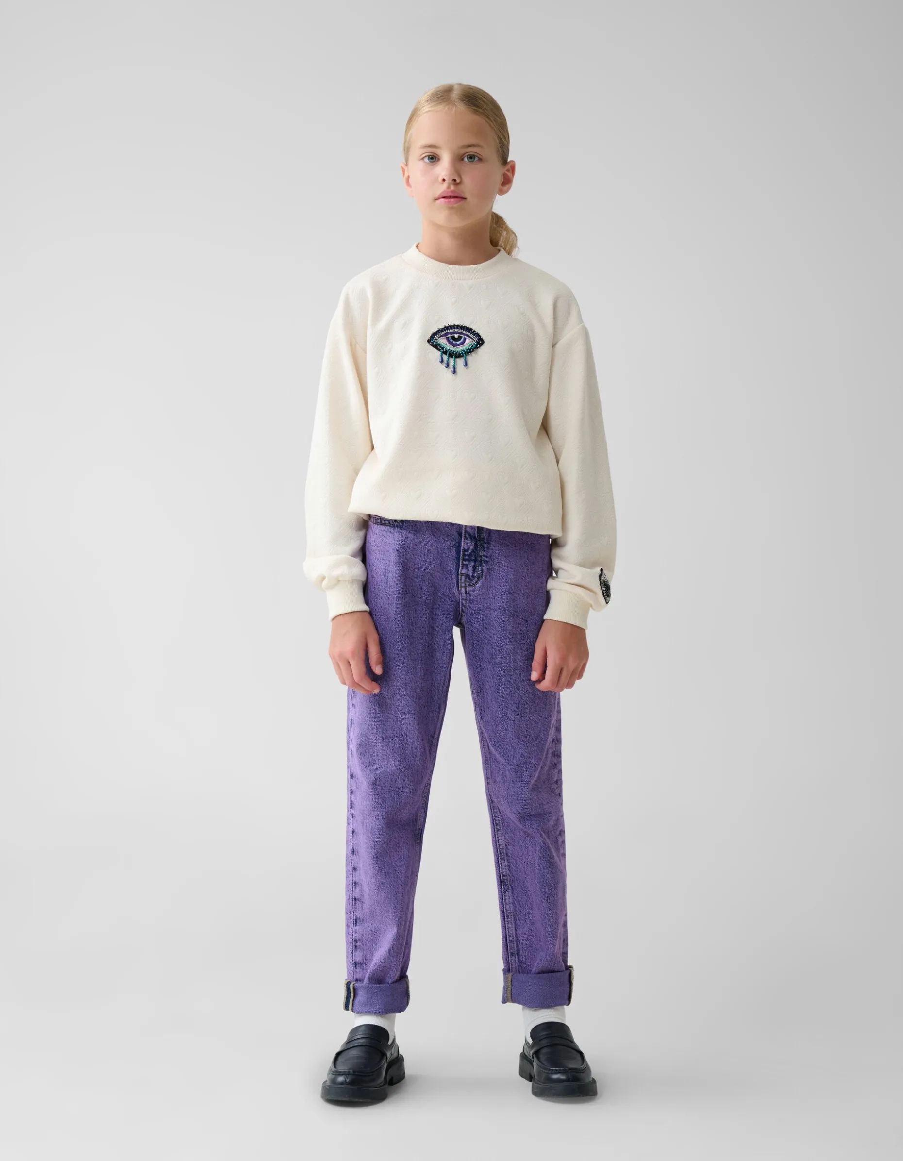 Tapered Fit Jeans Washed Paars