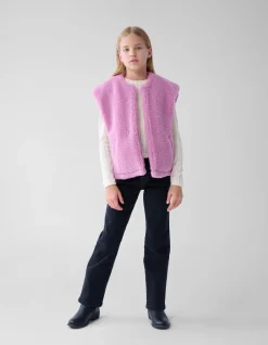 Teddy Embroidery Gilet Roze