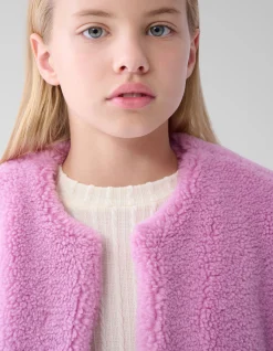 Teddy Embroidery Gilet Roze