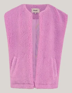 Teddy Embroidery Gilet Roze
