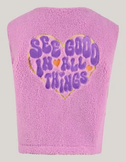 Teddy Embroidery Gilet Roze