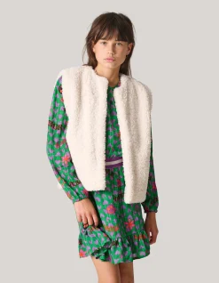 Teddy Gilet Gebroken Wit