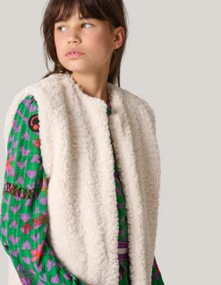 Teddy Gilet Gebroken Wit