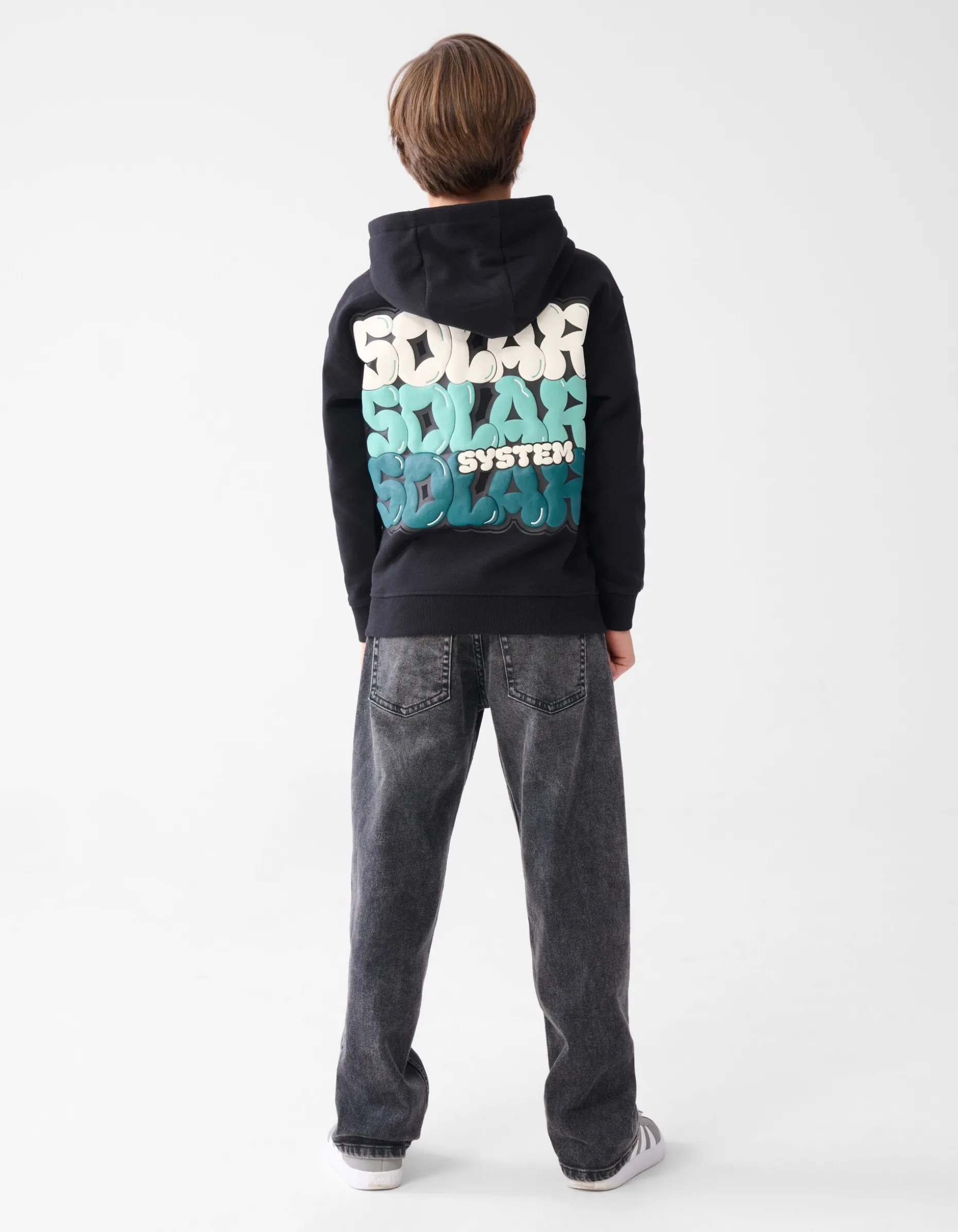Tekstprint Hoodie Zwart