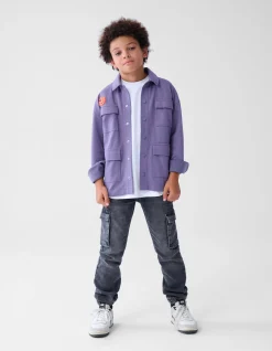 Towelling Patch Overshirt Paars